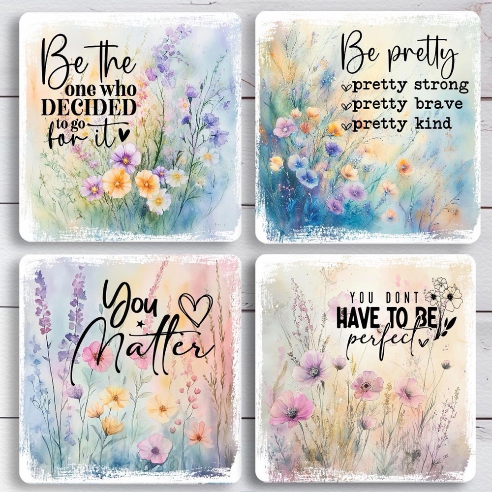 Inspirational Floral Art Prints Set